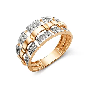 Кольцо из красного золота с фианитами