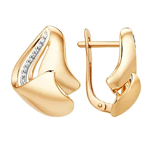 Серьги из красного золота с фианитами