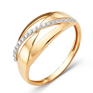 Кольцо из красного золота с фианитами