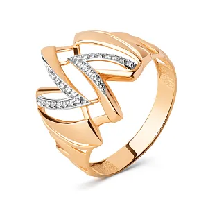 Кольцо из красного золота с фианитами