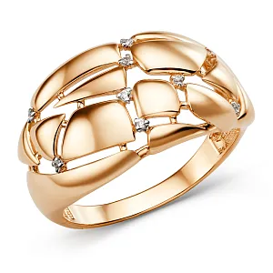 Кольцо из красного золота с фианитами