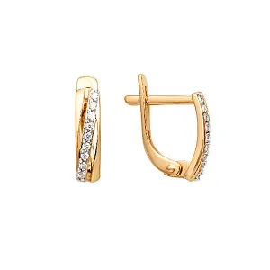 Серьги из красного золота с фианитами