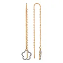 Серьги продевки из красного золота с фианитами