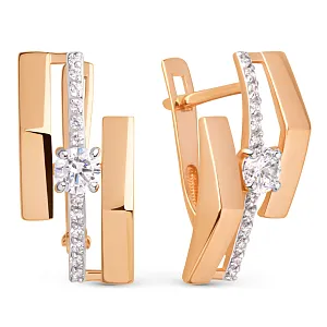 Серьги из красного золота с фианитами