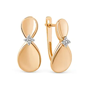 Серьги из красного золота с фианитами