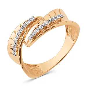 Кольцо из красного золота с фианитами