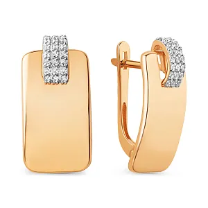 Серьги из красного золота с фианитами