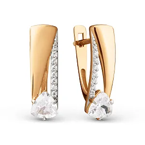 Серьги из красного золота с фианитами