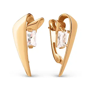 Серьги из красного золота с фианитами