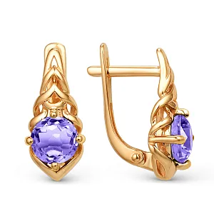Серьги из красного золота с аметистами