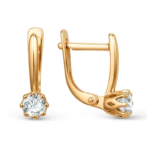 Серьги из красного золота с фианитами