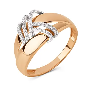 Кольцо из красного золота с фианитами