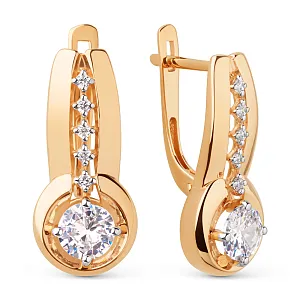 Серьги из красного золота с фианитами