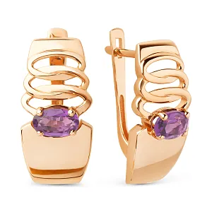 Серьги из красного золота с аметистами