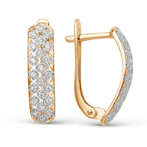 Серьги из красного золота с фианитами