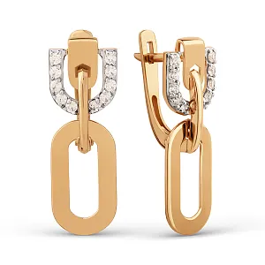 Серьги из красного золота с фианитами