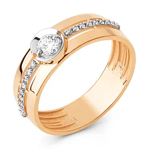 Кольцо из красного золота с фианитами