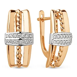 Серьги из красного золота с фианитами