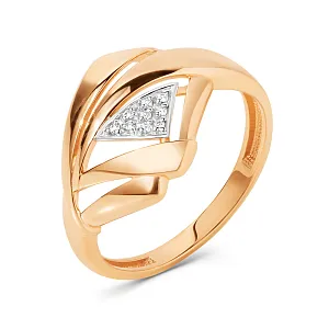 Кольцо из красного золота с фианитами