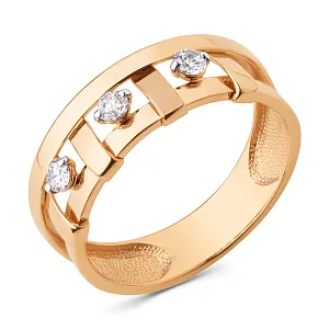 Кольцо из красного золота с фианитами