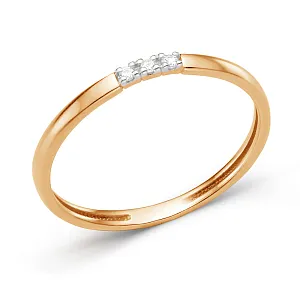 Кольцо из красного золота с фианитами