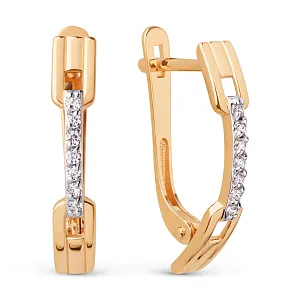 Серьги из красного золота с фианитами