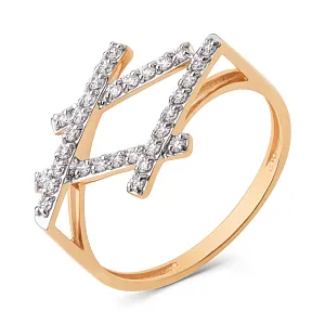 Кольцо из красного золота с фианитами