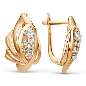 Серьги из красного золота с фианитами