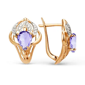 Серьги из красного золота с аметистами