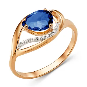 Кольцо из красного золота с корундом