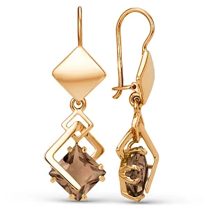 Серьги из красного золота с раухтопазами