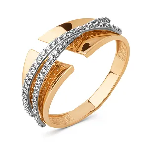 Кольцо из красного золота с фианитами