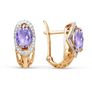 Серьги из красного золота с аметистами