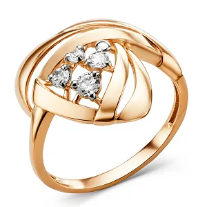 Кольцо из красного золота с фианитами