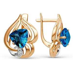 Серьги из красного золота с лондон топазами