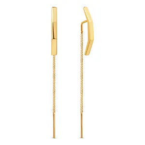 Серьги продевки из желтого золота