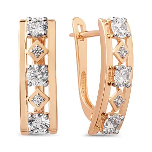 Серьги из красного золота с фианитами