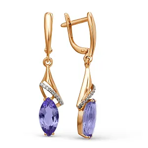 Серьги из красного золота с аметистами