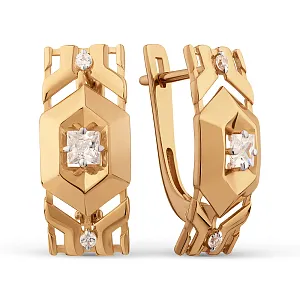 Серьги из красного золота с фианитами