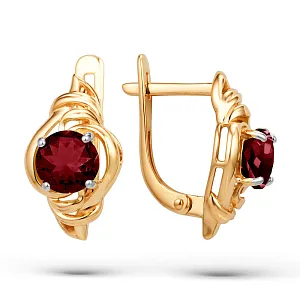 Серьги из красного золота с гранатами