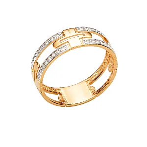 Кольцо из красного золота с фианитами