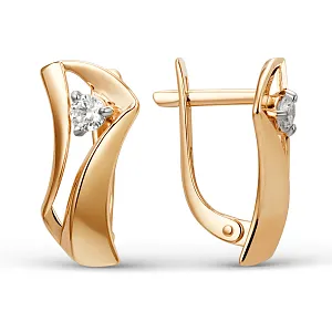 Серьги из красного золота с фианитами