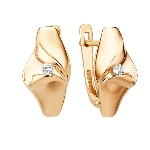 Серьги из красного золота с фианитами