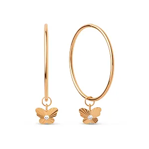 Серьги конго из красного золота с фианитами