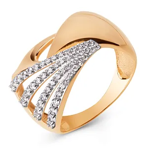 Кольцо из красного золота с фианитами