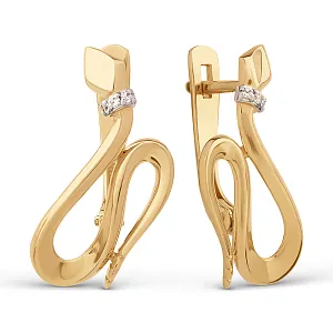 Серьги из красного золота с фианитами