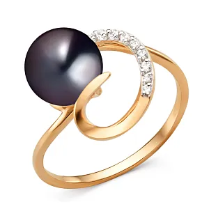 Кольцо из красного золота с фианитами