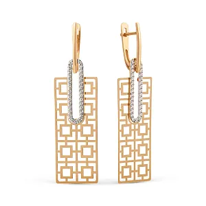 Серьги из красного золота с фианитами