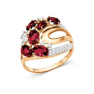 Кольцо из красного золота с гранатами