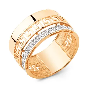 Кольцо из красного золота с фианитами